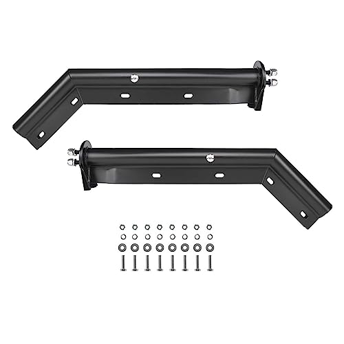 Image of Mud Flap Hangers for Semi Trucks, 1-1 /8 inch Bolt Spacing, Black, Round Tube Angled Down Type, Bracket Length: 27.5 inch, w /All Hardware, Mud Flap Brackets Kit, 2 PCS Package