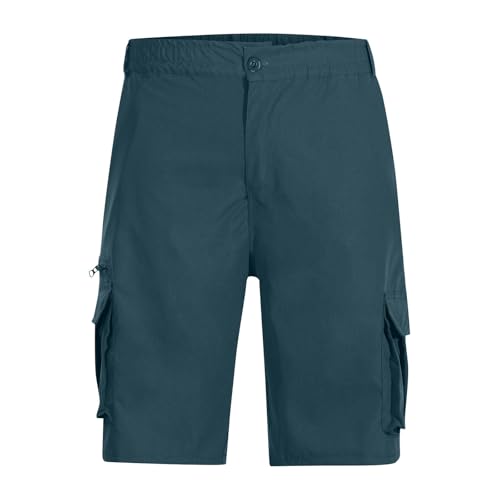 Image of Men Cargo Shorts Elastic Waist Outdoor Casual Shorts Stretch Drawstring Summer Baggy Joggers Short with Pockets