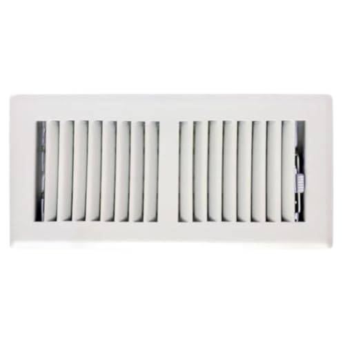 Image of 4 inch x 10 inch White Floor Register 2 Way - Stamped Face Steel Vent Cover, HVAC Floor Grille for AC Heat, Fits 4x10 Duct Opening, Heavy Duty Metal Register, 4 Pack