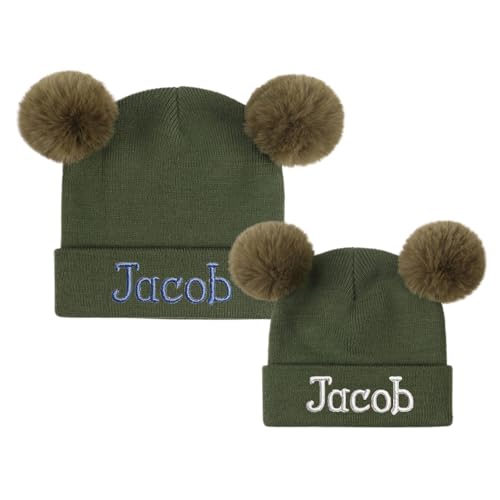 Custom Name Beanie Hats for Baby Girls Boys, Personalized Embroidered Beanies for Infants Toddlers, Winter Knit Hat