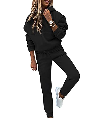 Conjunto Chandal Mujer Talla Grande Chándal Mujer Completo Loungewear Chandal Deportivo Deporte Señora Largo Tracksuit Women Chandals Mujer Invierno Chandales Mujeres Ancho Flojo Chándales Negro 3XL