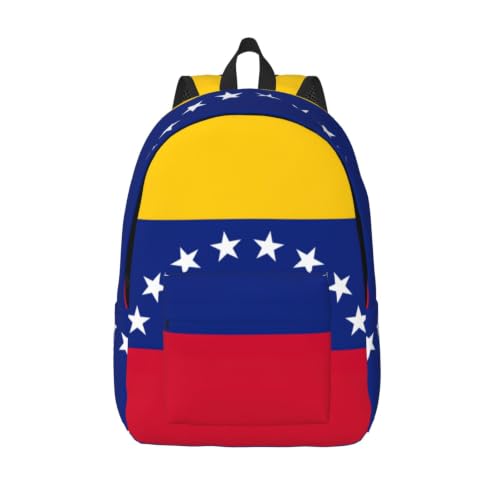 Mochila de lona con bandera de Venezuela para universidad y libros escolares de gran capacidad M