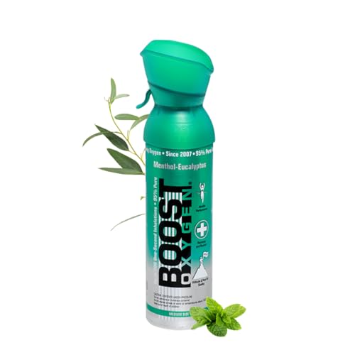 Boost Oxygen Cylinder - Portable Oxygen Cylinder for Breathing Up to 100 Uses | Menthol-Eucalyptus Pure Oxygen Can Promotes Free Breathing, assists with Hangovers, Colds, & Revitalizes Lungs 5L