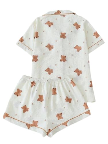 Image of Verdusa Pajamas For Women Set 2 Piece Summer Pajama Sets Cute Pjs Lounge Matching Button Shirt with Shorts