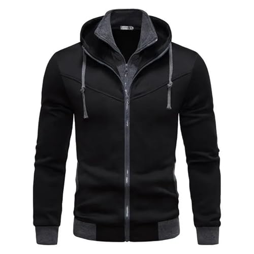 Fashion Jacket Casual Slim Fit Contrasting Color Hooded Cardigan Hoodie Mens Thin Jacket Fashion2