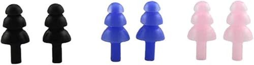 3 pares de tapones de silicona para los oídos, para árbol de Navidad, de triple capa, suaves y reutilizables, para cancelación de ruido, dormir,