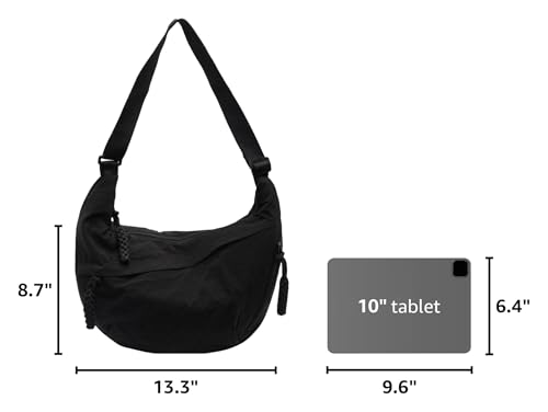 Image of Crossbody Nylon Crescent Bag for Women - Lightweight Small Hobo With 2 Pack Inner Dumpling Bag - Casual