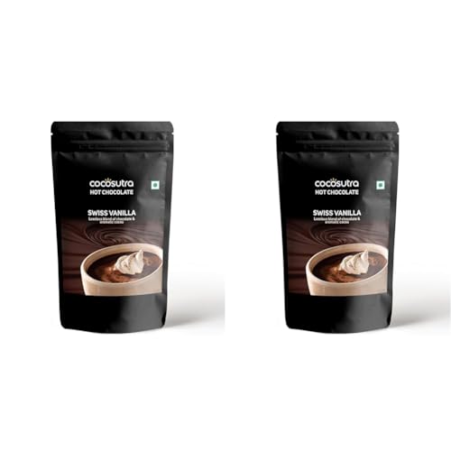 Image of COCOSUTRA Swiss Vanilla Hot Chocolate Mix | Enjoy hot or cold | 500 g | 100% Natural & Vegan Drinking Chocolate | Serves 20 Cups (Pack of 2)