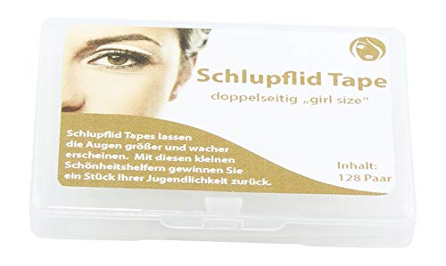 SCHLUPFLID TAPE® doppelseitig Größe S - girl size 128 Paar (256 Stück)- Augenlidlifting ganz ohne OP! Augenlid Streifen gegen Schlupflider (24h Halt, wasserfest, hautfreundlich)
