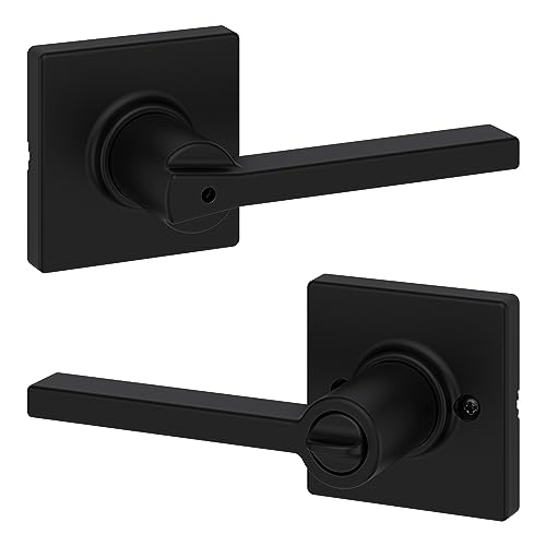 Image of Kwikset Casey Hallway Passage and Bed /Bath Privacy Door Handle 6 Pack, 3 Passage Levers and 3 Privacy Levers, Matte Black Reversible Interior Handles, with Microban