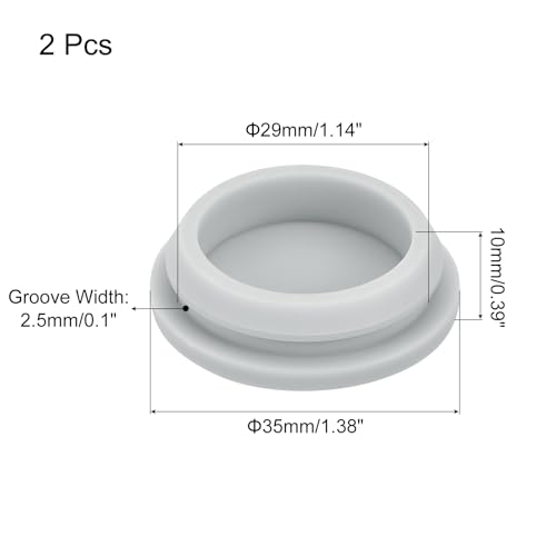 Image of MECCANIXITY 2pcs Silicone Snap in Locking Hole Plugs,29mm /1.1 Inch Mounting Diameter Narrow Groove Width 2.5mm Panel Seal Cover Round for Kitchen Bulkheads Waterproof Sealing Plugs Grey