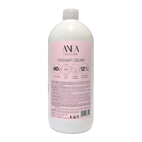 Anea Techline | Oxigenada en Crema 40 volúmenes (12%), Fórmula Vegana, 1000 ml