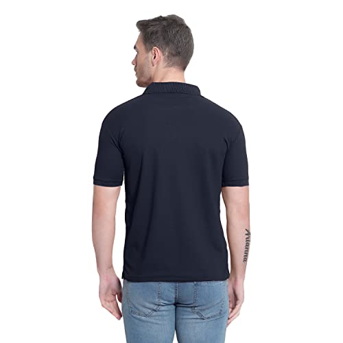 Image of Men's Poly Cotton-Matty Tshirt with Regular Fit Solid Pattern Half Sleeve Standard Length and Button Down Closure|Men's T-Shirts