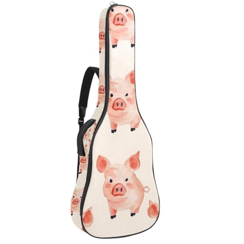 Housse guitare acoustique 109 cm motif cochon rose en tissu Oxford imperméable