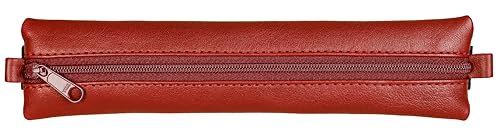 Clairefontaine 77038C Collection Nomaddict (ex Age Bag) Une Trousse Plate avec Élastique en Véritable Cuir d'Agneau Rouge - 20 cm x 4,5 cm