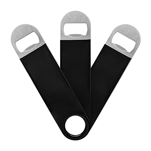 3 Pack Heavy Duty Stainless Steel Flat Bottle Opener, Solid And Durable Beer Openers, 7 Inches Black, #TOP1