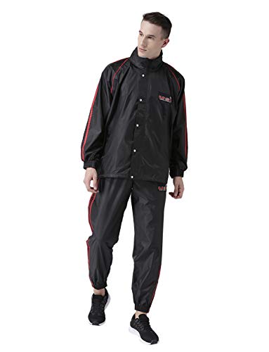 Image of USI Universal Sauna Suit for Men, 415SZ Men's Black Polyester Sauna Suit for Fitness Weight Loss Exercise Gym Training, Heavy Duty Sauna Sweat Suit, Gym Suit, Hook & Loop (L, Black)
