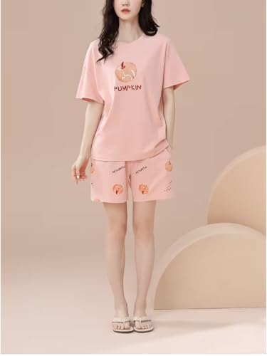 Image of Celary Korean Women's Pyjama Set|Cute Printed T-Shirt & Shorts Set|Soft Cotton Blend Women Night Suit Sleepwear| Shorts Set for Women