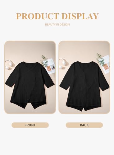 Image of Eytino Plus Size Cardigan for Women Lightweight Half Sleeve Summer Loose Kimono Cardigan Beach Cover Ups(1X-5X)