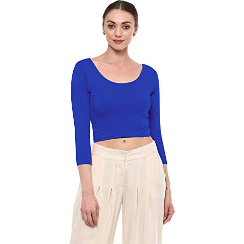 Image of Fressia Fabrics Women's Cotton Readymade Saree Blouse Stretchable Crop Top Choli Bustier Top