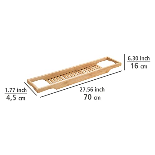 WENKO Badewannentablett Bambusa aus hochwertigem Bambus mit praktischer Ablagemöglichkeit für Badutensilien, geräumiger Wannenaufsatz, nachhaltige Badewannenauflage, 70 x 4,5 x 16 cm, Natur