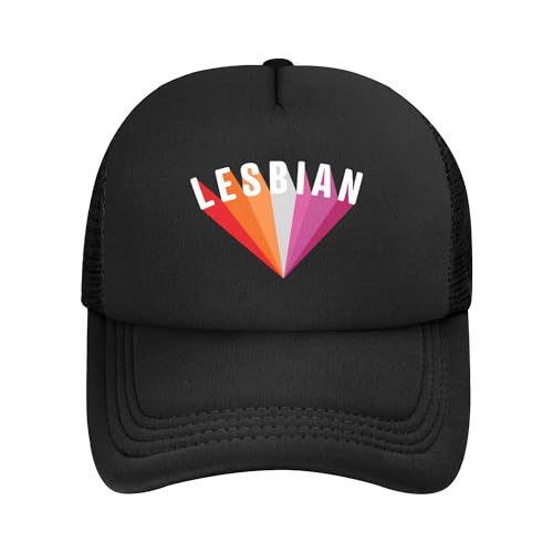 Vetrova Lesbian Pride Hat LGBTQ Pride Trucker Hats for Mens Women Mesh Back Caps Black