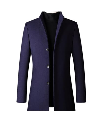 Image of SOMTHRON Men's Trench Coat Wool Blend Slim Fit Top Coat Single Breasted Business Overcoat