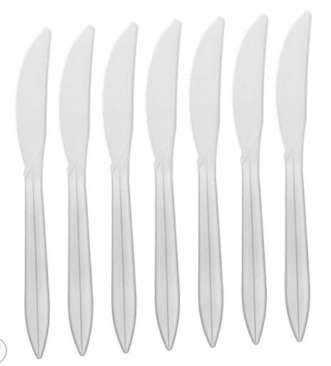 Cosecha Privada Pack 100 Cubiertos Reutilizables - Envio 24 h - Reutilizable - Alta Resistencia, Cuchillo reutilizable para Cumpleaños, Picnics, Fiestas, Buffets,Bodas,Catering, Barbacoas (Cuchillos)