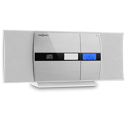 oneConcept Radio Portable CD, Chaine HiFi, Poste Radio FM, Radio Portables Stéréo, Écran LCD, MP3, AUX, Carte SD, Télécommande, Alarme Reveil, Lecteur CD, Enceintes Mini Chaînes Hi-FI, Cable Secteur