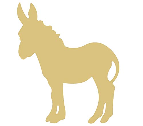 Donkey Cutout Unfinished Wood Barnyard Nursery Farm Door Hanger MDF Shape Canvas Style 1 (6")