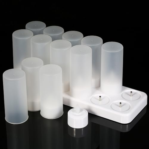 Topyond Lot de 12 Bougies Chauffe-Plat LED à Couleurs changeantes, Rechargeables, sans Flamme, avec télécommande, Tasses givrées, Station de Charge pour fête de Noël, Vacances, Mariage, – Image 8