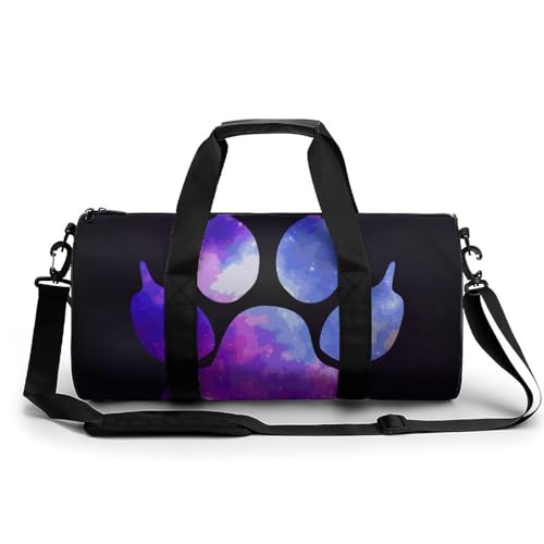 Sac de sport gym violet étoilé 45x23x23cm - duffel bag de voyage et camping