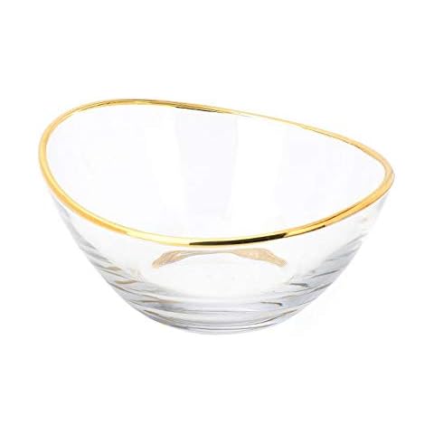 Glass Serving Bowl with 14K Gold Rim-5"D Cover