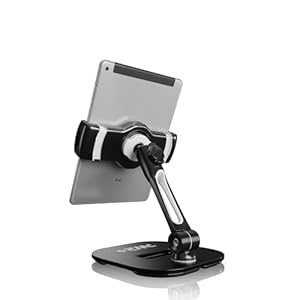 Tablet Stands and Holders Adjustable: Tablet Cell Phone Holder 360 Degree Swivel Angle Rotation for 4 to 11 inches Tab Phone iPad Samsung Galaxy Perfect POS Kitchen Bedside Office Table Reception