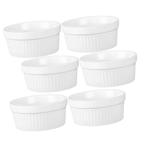 LOORGVEL 6個 陶瓷丁カップ 耐熱デザートカップ 滑らかエッジで持ちやすい お菓子作りや蒸し卵に 家用プリン容器