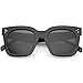 zeroUV - Oversized Fashion Retro Square Sunglasses for Women Vintage Style 50mm (Shiny Black/Smoke Polarized)