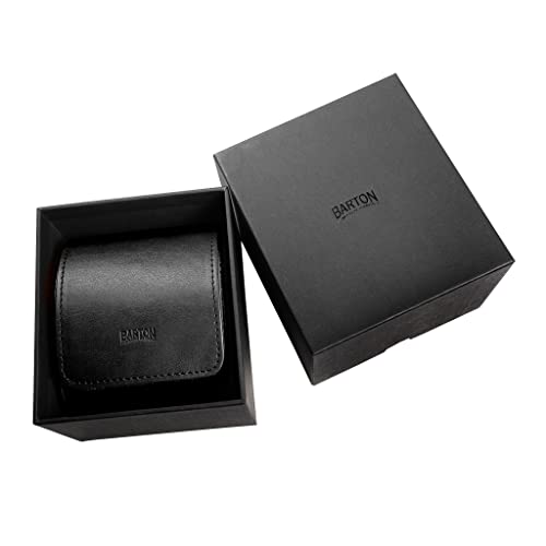 Image of BARTON WATCH BANDS, Watch Roll - Black Recycled Leather Watch Travel Case & Watch Band Storage - 1 Watch Case