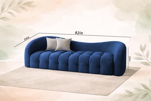 Image of Casaliving Ariana Modern Premium Boucle Fabric Sofa, Upholstered 3 Seater Sofa Set for Living Room, (Blue Colour) Premium Boucle Fabric Sofa