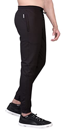 Image of Big Button Men's Stretch Gym Sports Track Pants Jogger with Zip Pockets