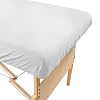 Tranquility Microfiber Massage Table Fitted Sheets by Body Linen- Lightweight, Durable Fitted Sheets For Massage Table & Spa. Wrinkle Free, Secure Fitting, Soft & No Pilling- (1 Pack, White)