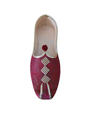Mojari granate de cuero para hombre: zapatos indios tradicionales para bodas y galas 6
