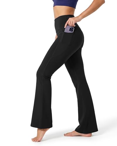 Stelle 31 Inseam Yoga Pants with Pockets for Women High Waisted Flare Leggings Pilates Daily Yoga Pants Black XL