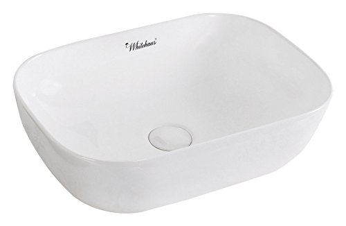 Whitehaus CollectionWH71333 Isabella Plus Collection Rectangular Above Mount Basin with Center Drain, White