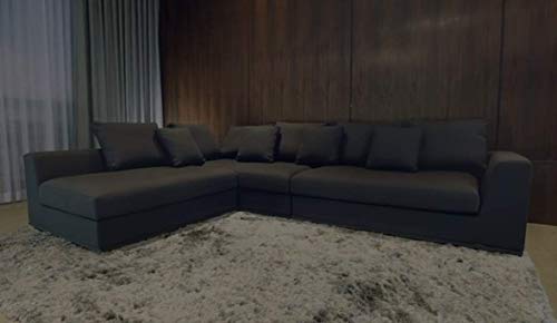 Image of Homax. SF126 Solid Sal Wood Fabric Upholstered Sofa Set 5 Seater Interchangeable Modular, Sectional, Corner L Shaped Sofa Set for Living Room Furniture, Grey Color