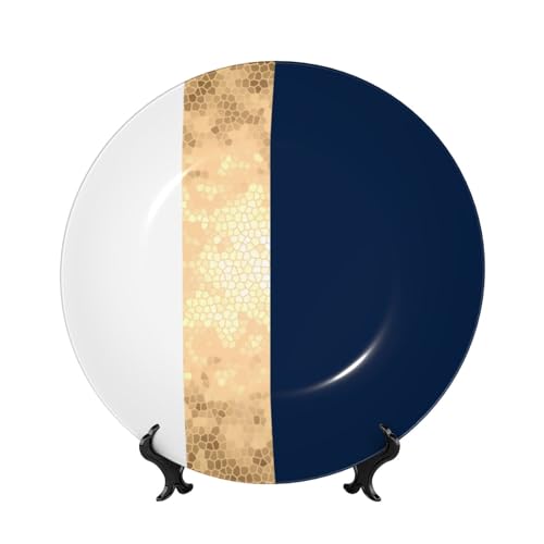 Plato decorativo Dyale azul con rayas blancas 8 in