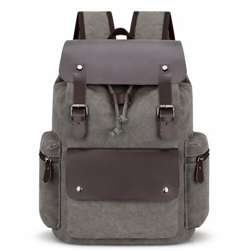 Image of CAVALO - Be Unique Canvas Backpack for Men & Women | 14 Inch Laptop Backpack | Lightweight Travel College Office Bag with PU Leather Flap & Magnetic Closure