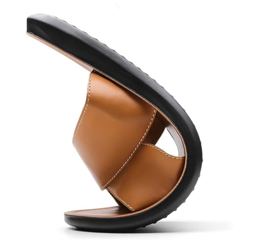 Fashion Mens Slide Sandal Indoor and Outdoor Leather Slip on Athletic Slipper Quick-Dry3