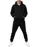 Mlgaril Men's Black Tracksuits 2 Piece Sets Full Zip Hoodie Sweatsuit Athletic Jogging Sweat Suits Casual Outfits For Men,2XL