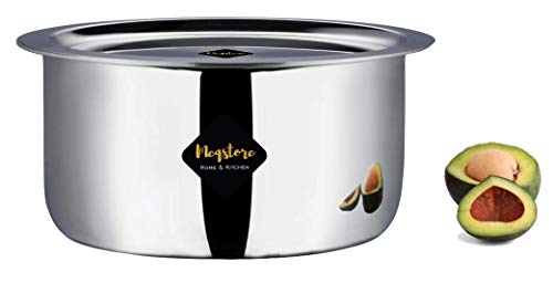 Meqstore Steel Flat Bottom Tope Set with Lid, Bhagona | Tapeli | Milk Pan, Capacity 6 Litre Shiny Glossy Cookware Milk Pot Container Set of 1 pcs