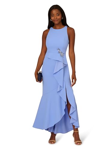 Image of Adrianna Papell Women's Beaded Crepe Halter Gown